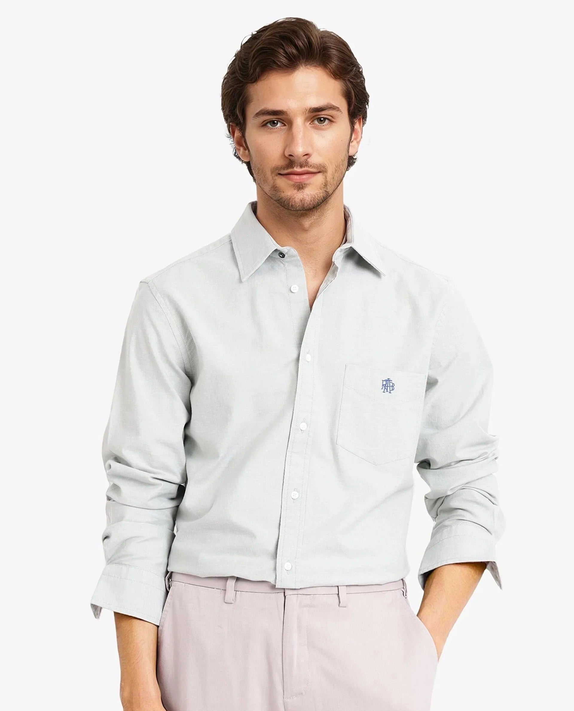 Men's Grey Formal Regular Fit Solid Full Sleeves Shirt