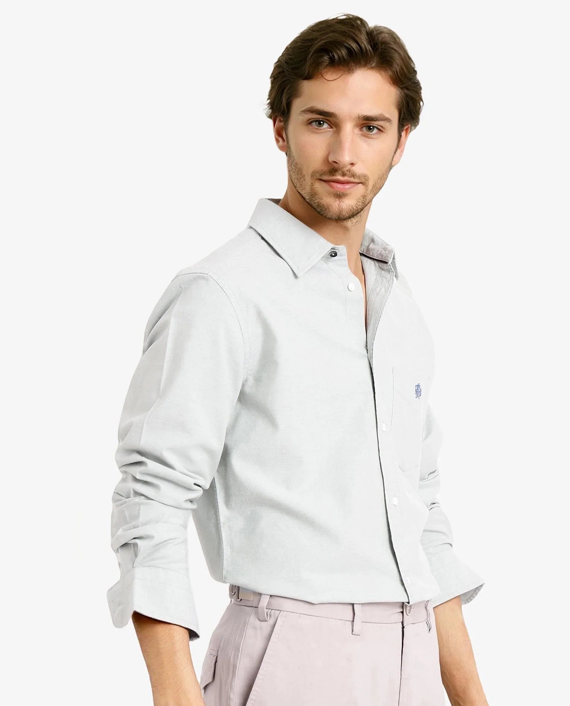 Men's Grey Formal Regular Fit Solid Full Sleeves Shirt