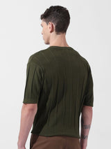 Men's Green Casual Solid Half Sleeves Tshirt