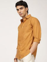 Men's Brown Casual Regular Fit Solid Full Sleeves Shirt