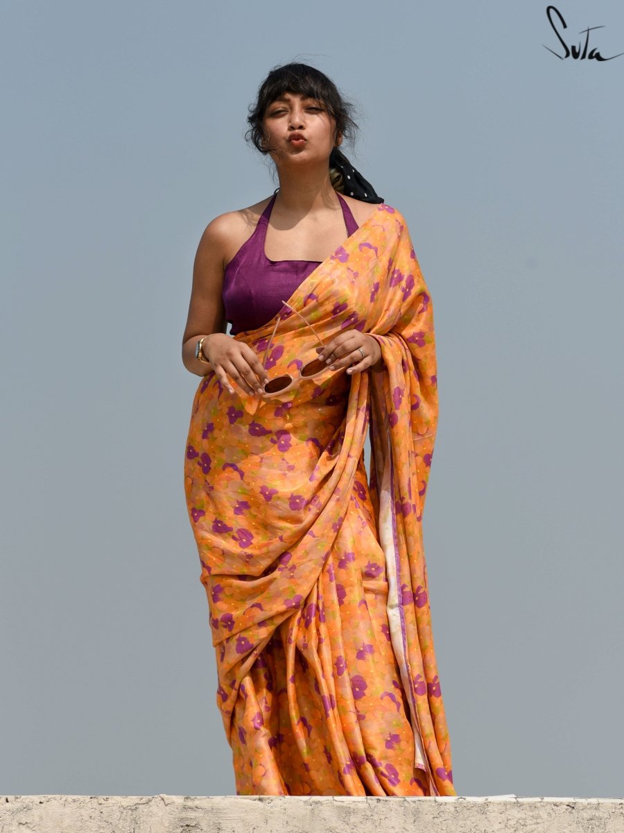 Women's Yellow Modal Viscose Saree