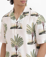 Men's Beige Casual Regular Fit Printed Half Sleeves Shirt
