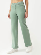 Women's Green Casual Regular Fit Jeans
