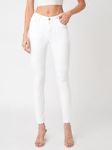 Women's White Casual Skinny Fit Jeans