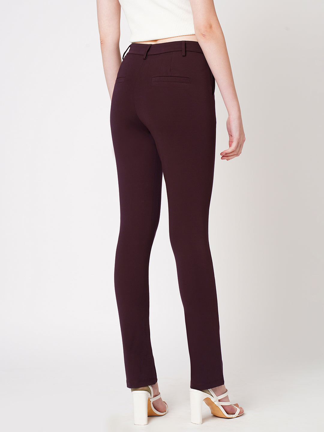 Women's Red Casual Slim Fit Jeggings