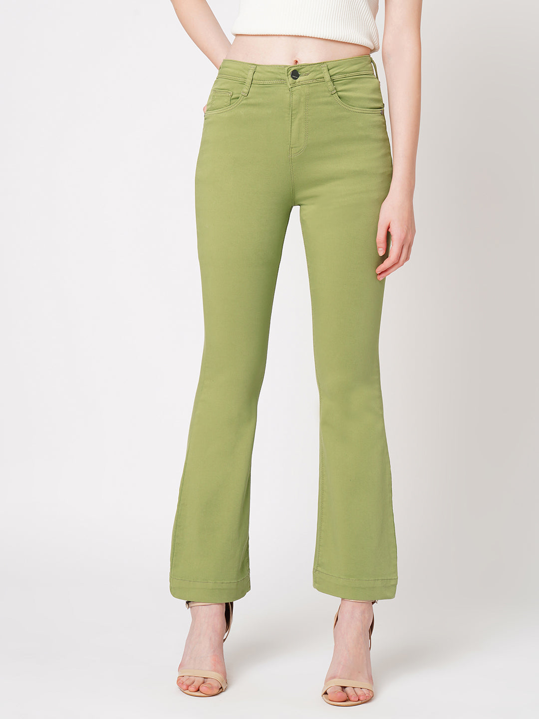Women's Green Casual Bootcut Jeans