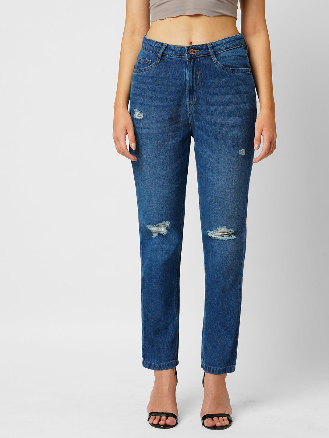 Women's Blue Casual Regular Fit Jeans