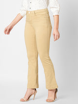 Women's Beige Casual Bootcut Jeans