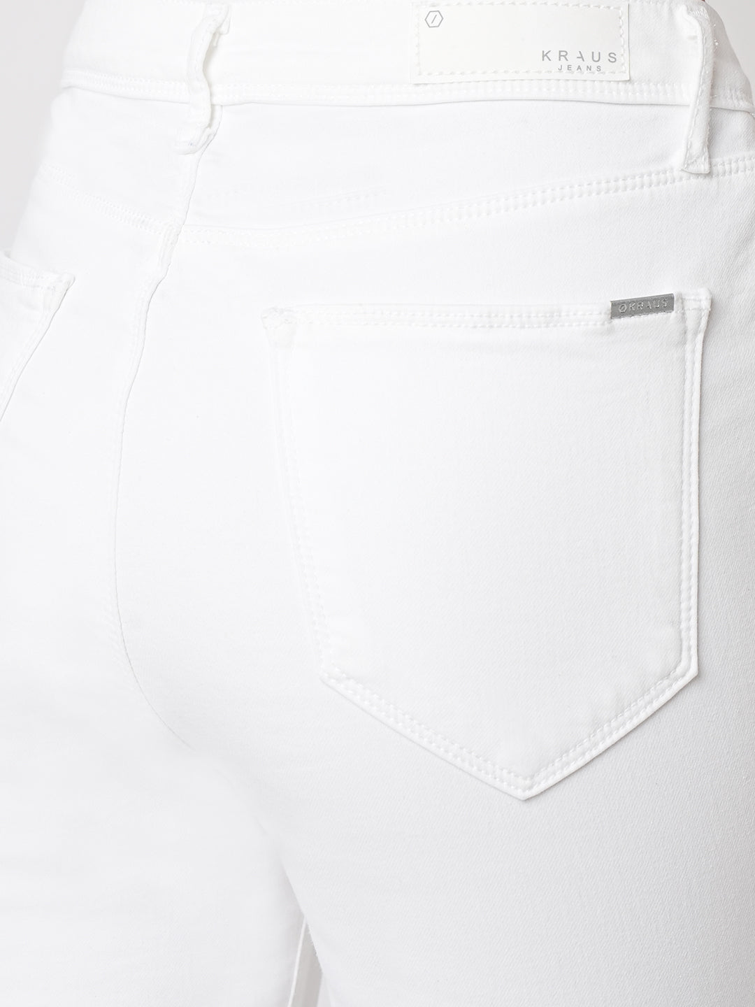 Women's White Casual Skinny Fit Jeans