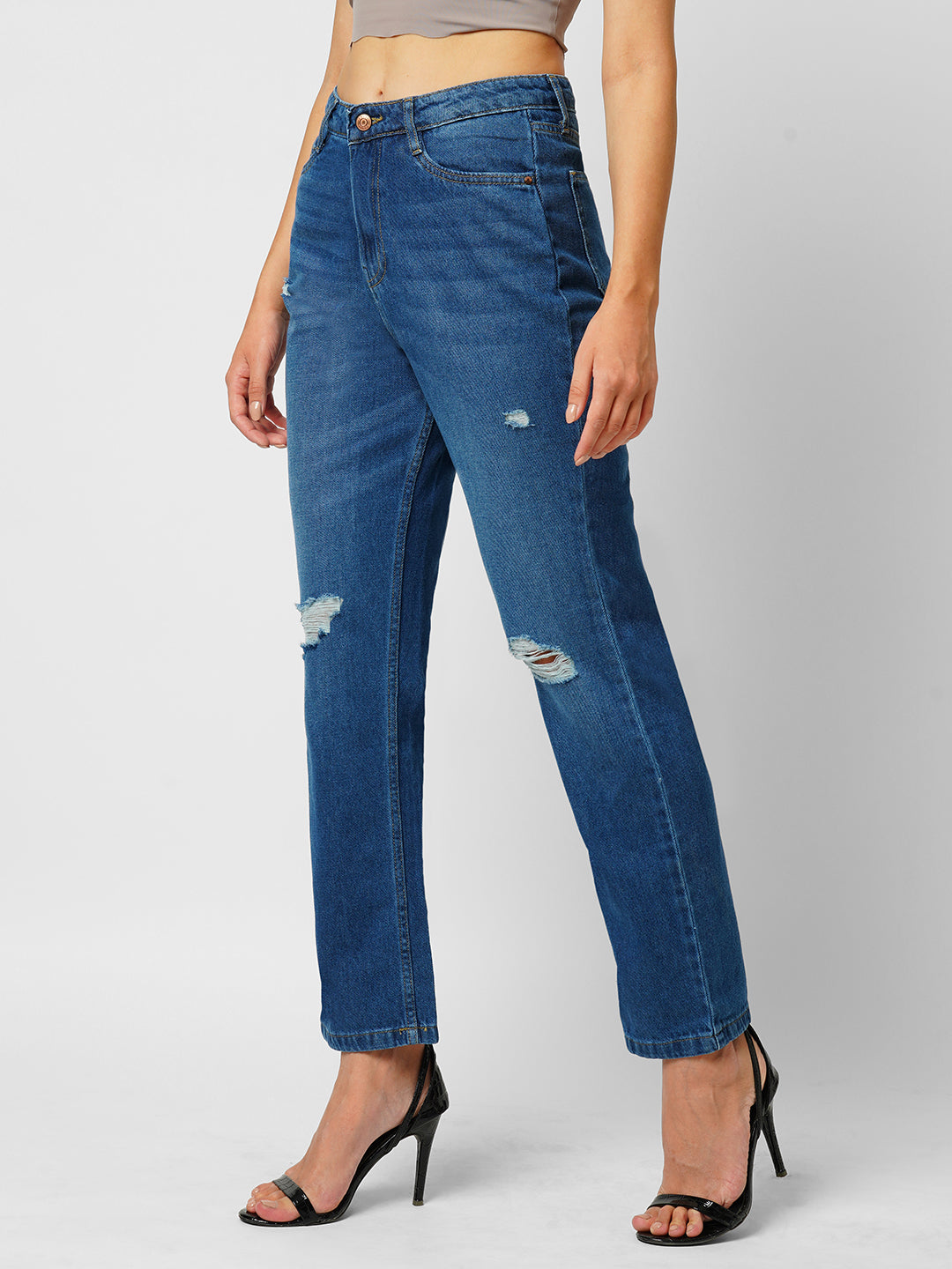 Women's Blue Casual Regular Fit Jeans