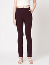 Women's Red Casual Slim Fit Jeggings