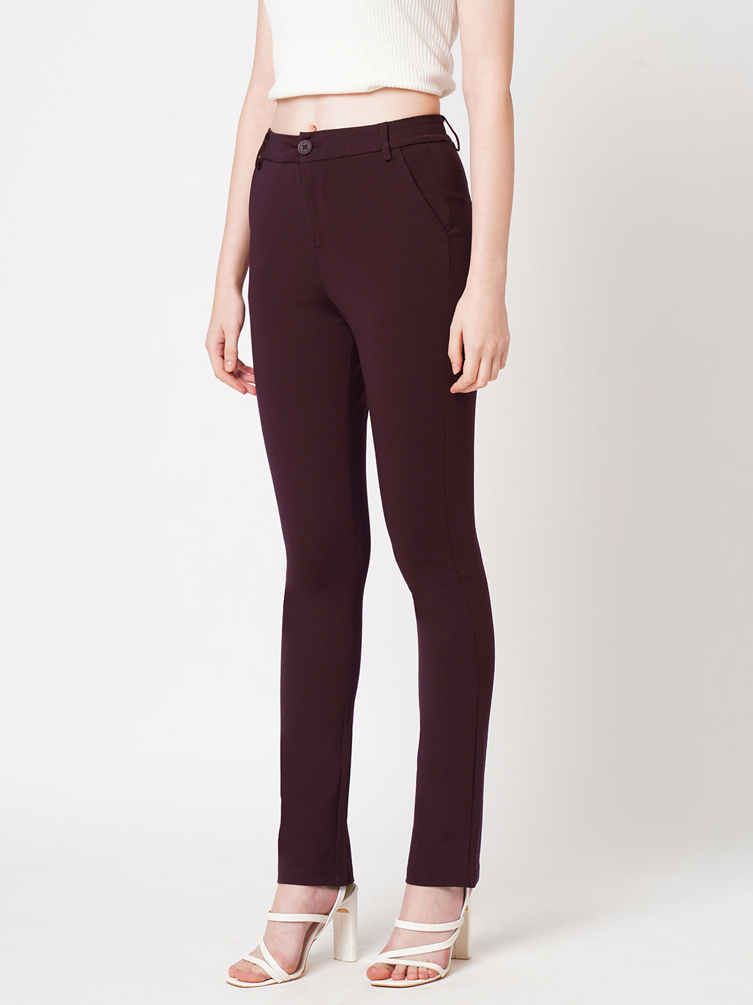 Women's Red Casual Slim Fit Jeggings