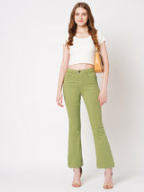 Women's Green Casual Bootcut Jeans