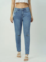 Women's Blue Casual Slim Fit Jeans