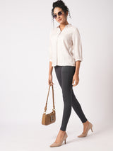 Women's Gray Casual Skinny Fit Jeggings