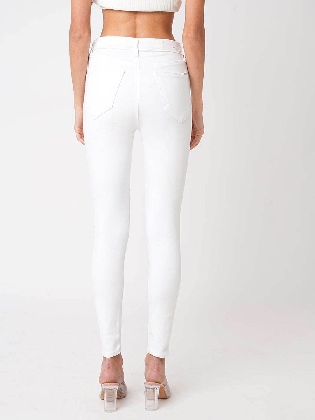 Women's White Casual Skinny Fit Jeans