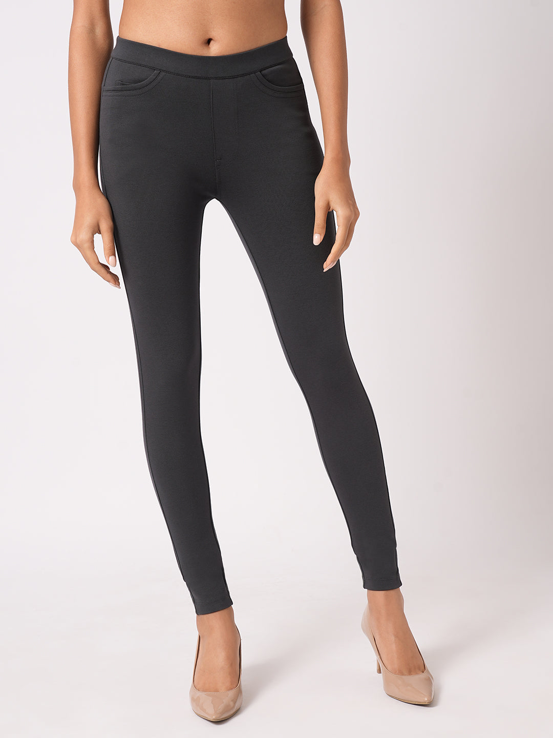 Women's Gray Casual Skinny Fit Jeggings