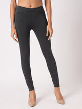 Women's Gray Casual Skinny Fit Jeggings