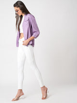 Women's White Casual Skinny Fit Jeans