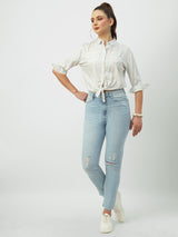 Women's Blue Casual Slim Fit Jeans