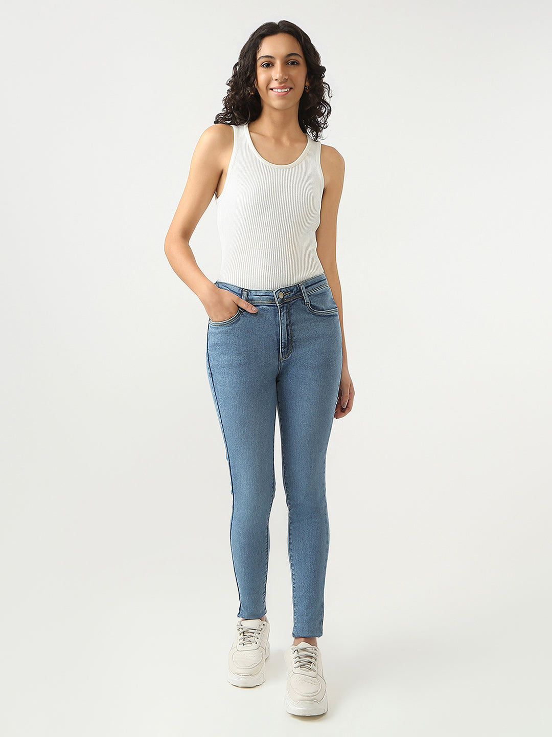 Women's Blue Casual Skinny Fit Jeans