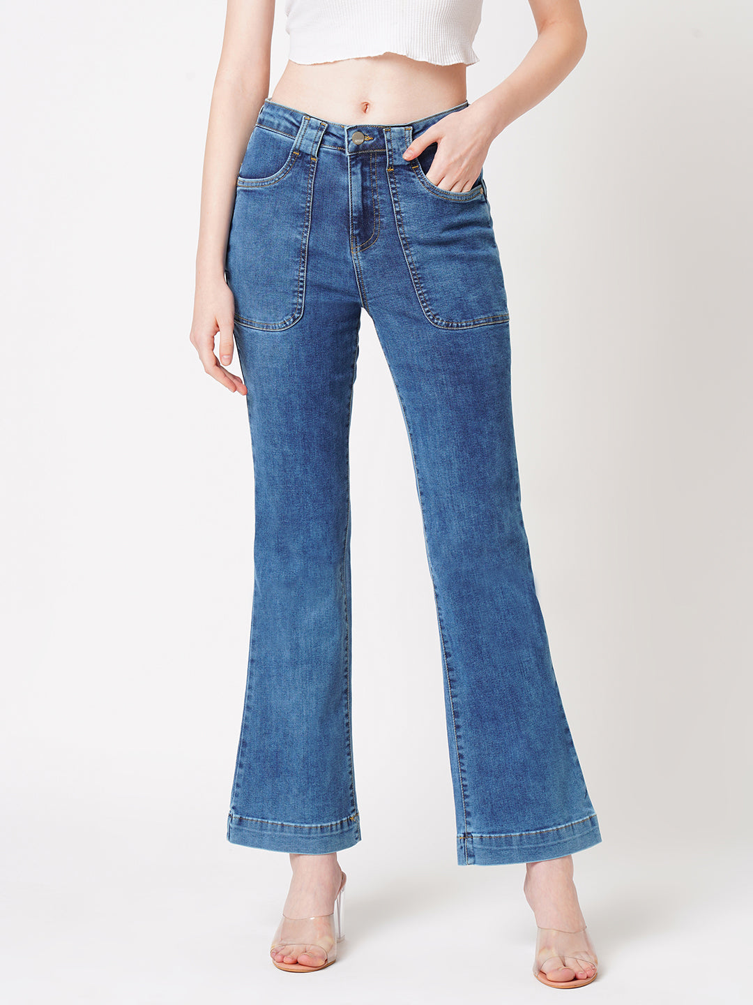 Women's Blue Casual Bootcut Jeans