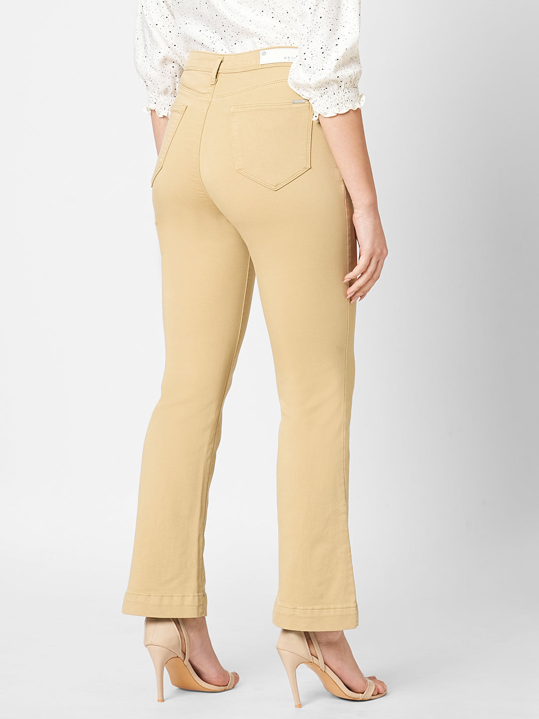 Women's Beige Casual Bootcut Jeans