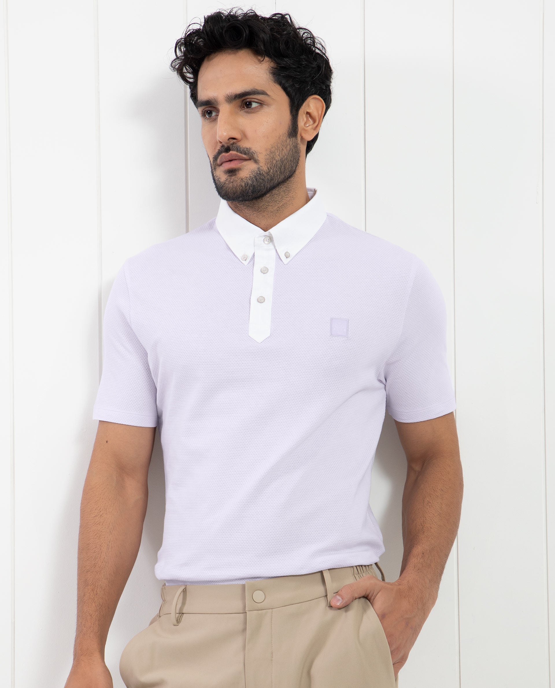 Men's Purple Casual Regular Fit Solid Half Sleeves Polo Tshirt