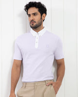 Men's Purple Casual Regular Fit Solid Half Sleeves Polo Tshirt