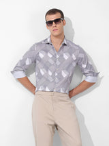 Men's White Casual Printed Full Sleeves Shirt