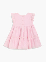Girls Pink Polyester Sleeveless Dress