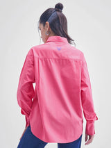 Women's Pink Casual Printed Regular Fit Full Sleeves Shirt