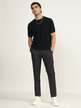 Men's Black Casual Regular Fit Solid Half Sleeves Tshirt
