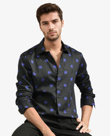 Men's Black Casual Regular Fit Printed Full Sleeves Shirt