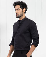 Men's Black Formal Regular Fit Solid Full Sleeves Shirt