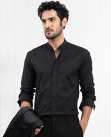 Men's Black Formal Regular Fit Solid Full Sleeves Shirt