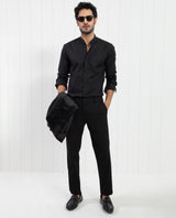 Men's Black Formal Regular Fit Solid Full Sleeves Shirt