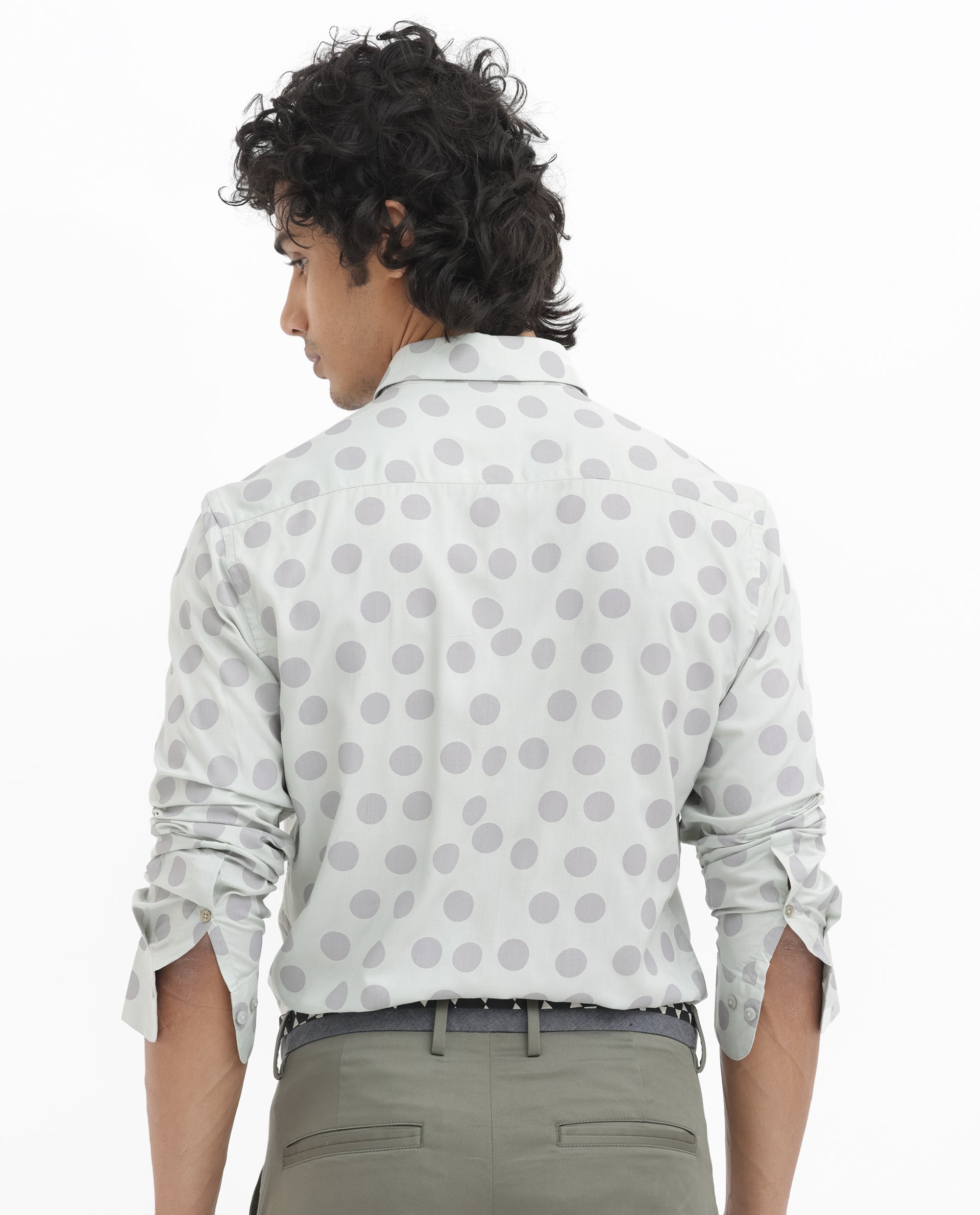 Men's Grey Casual Regular Fit Printed Full Sleeves Shirt