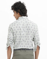 Men's Grey Casual Regular Fit Printed Full Sleeves Shirt