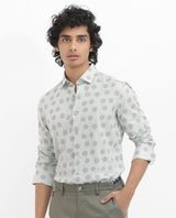 Men's Grey Casual Regular Fit Printed Full Sleeves Shirt