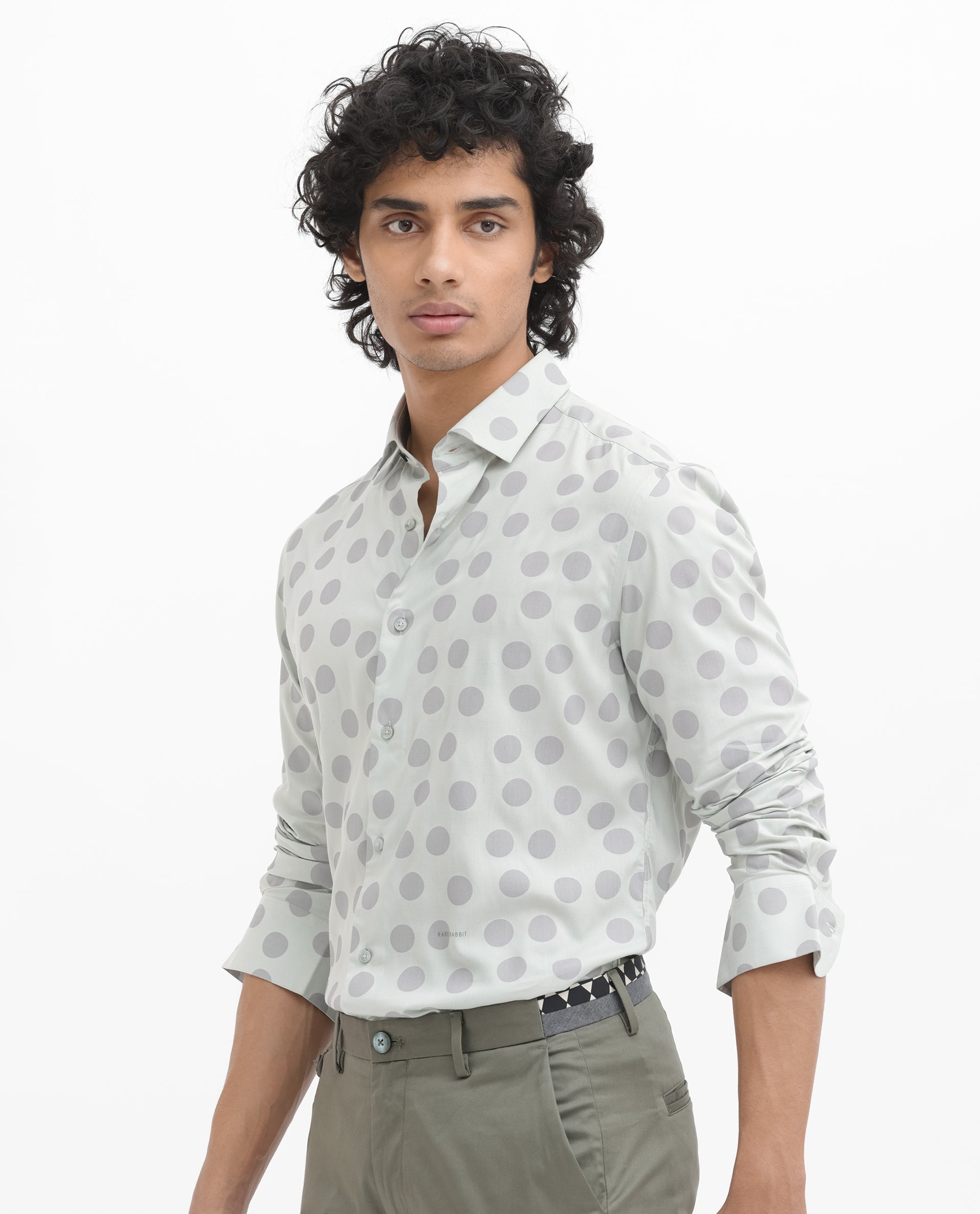 Men's Grey Casual Regular Fit Printed Full Sleeves Shirt