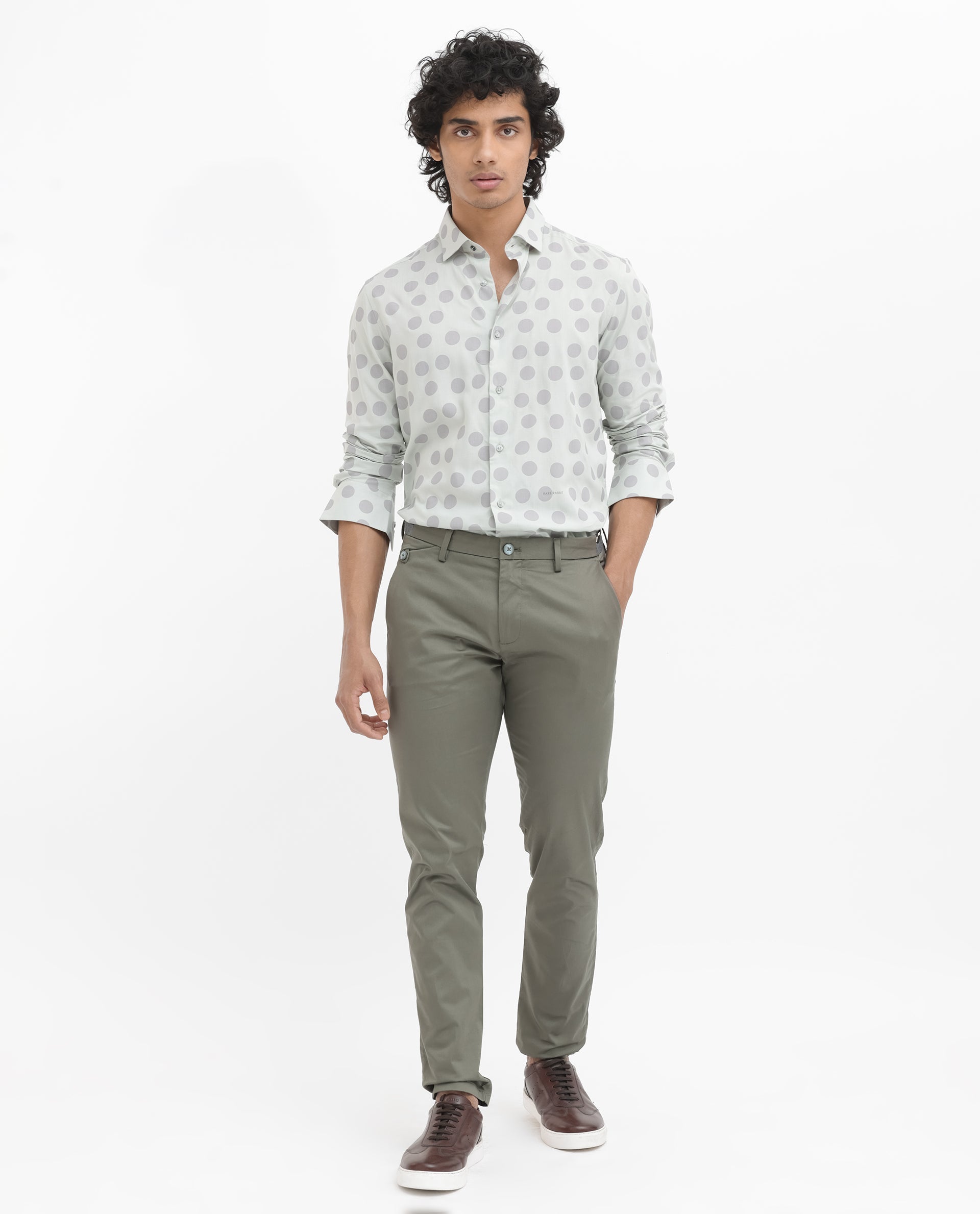 Men's Grey Casual Regular Fit Printed Full Sleeves Shirt