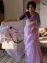 Women's Purple Organza Silk Saree