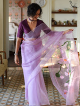 Women's Purple Organza Silk Saree