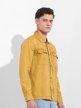 Men's Yellow Casual Solid Full Sleeves Shirt
