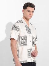 Men's Beige Casual Solid Half Sleeves Shirt