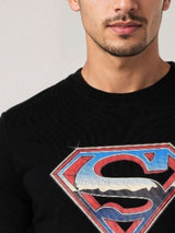 Men's Black Casual Oversized Fit Printed Half Sleeves Tshirt
