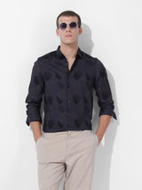 Men's Black Casual Printed Full Sleeves Shirt