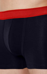 Men's Navy Red Mid-Rise Solid Trunk