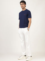 Men's Blue Casual Regular Fit Solid Half Sleeves Tshirt